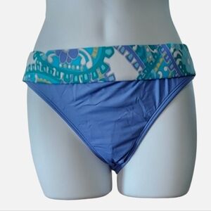 NWT Vintage 2bamboo Cornflower Blue Belted Bikini Bottom size Medium